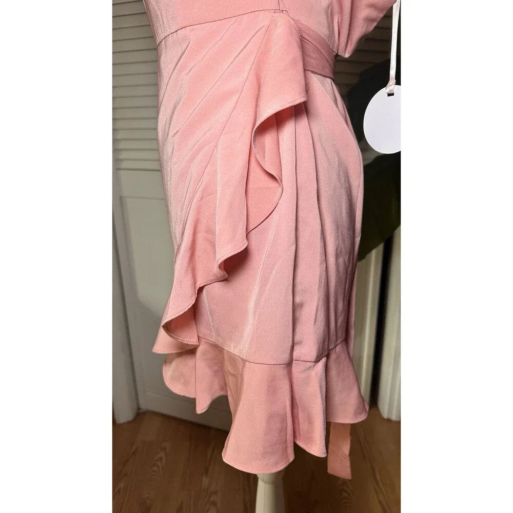 More To Come Revolve Ruffle Long Sleeves Blush Mini Dress Size S - Picture 12 of 13